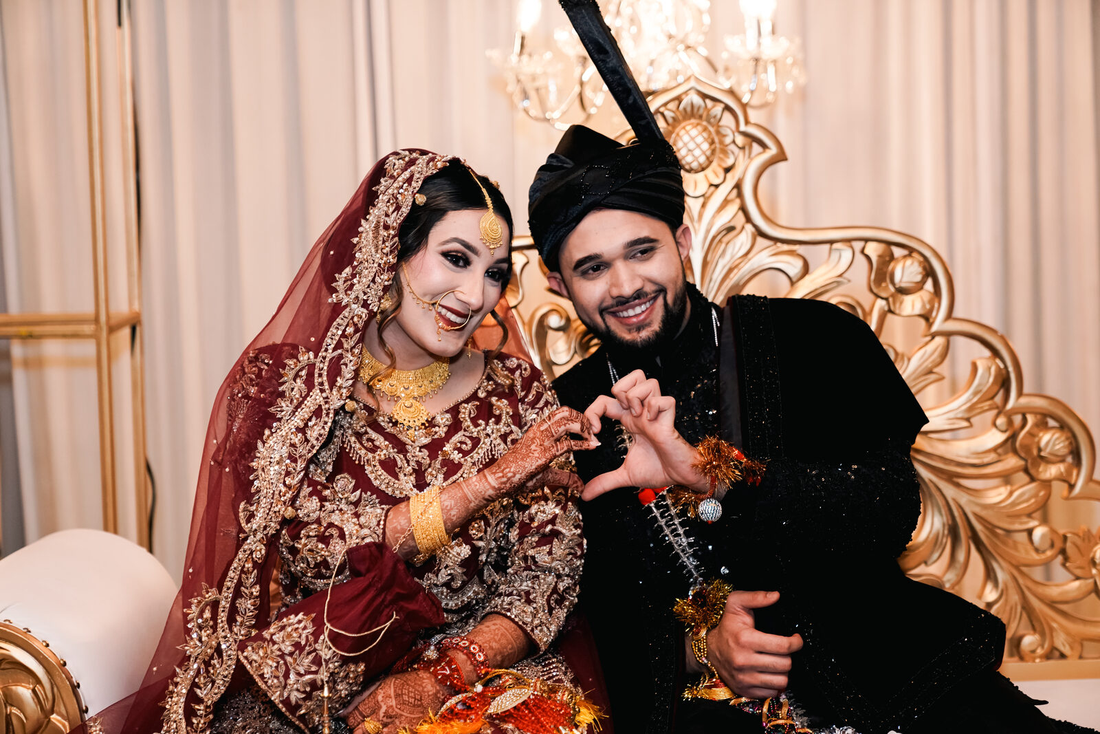 A close portrait of the bride and groom together.